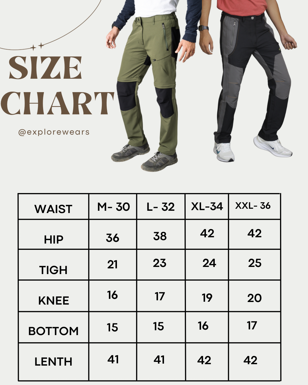 EW Hiking Series Convertible Trekking Pant Olive & Black