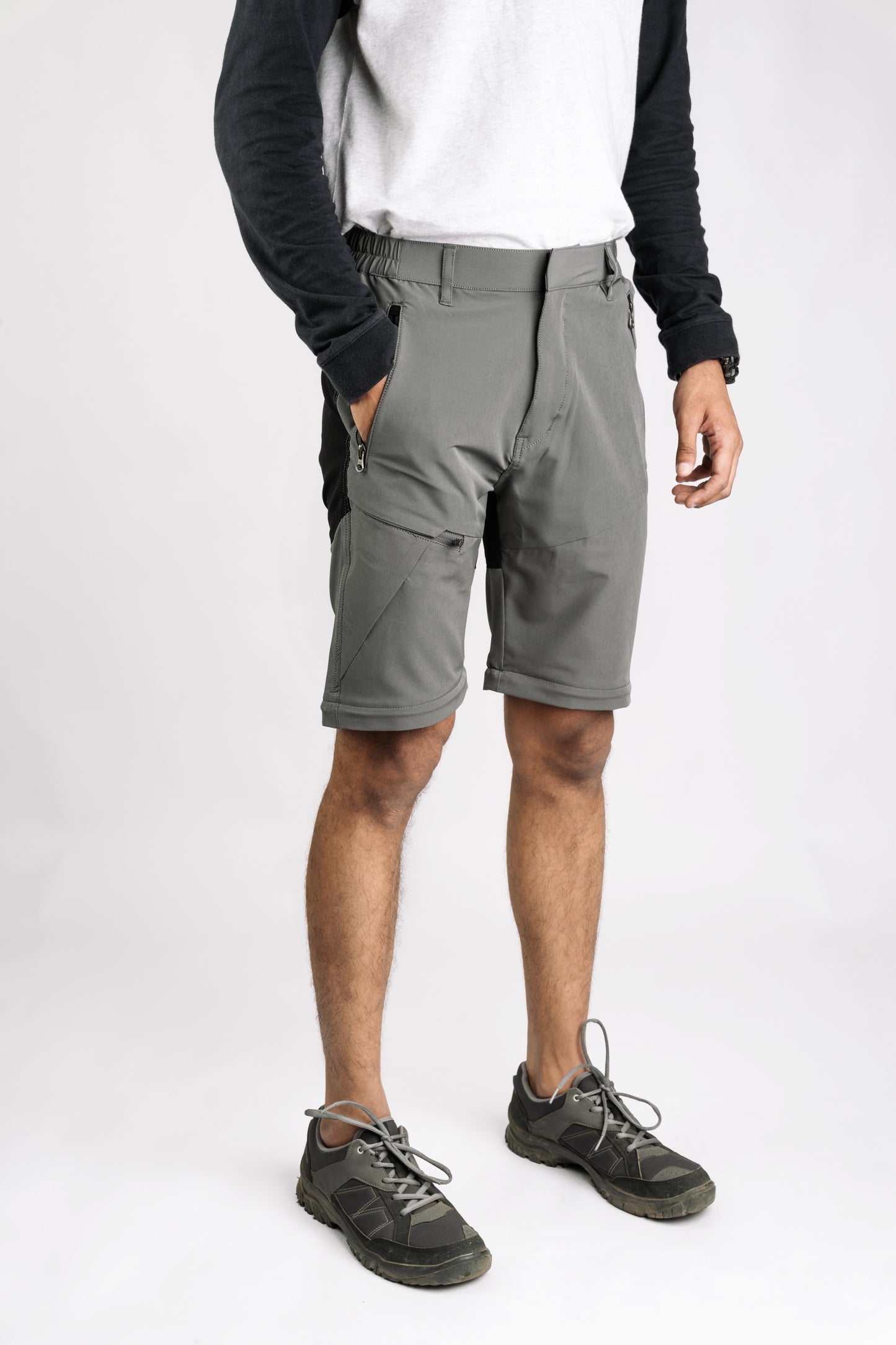 EW Hiking Series Convertible Trekking Pant Stone Grey & Black