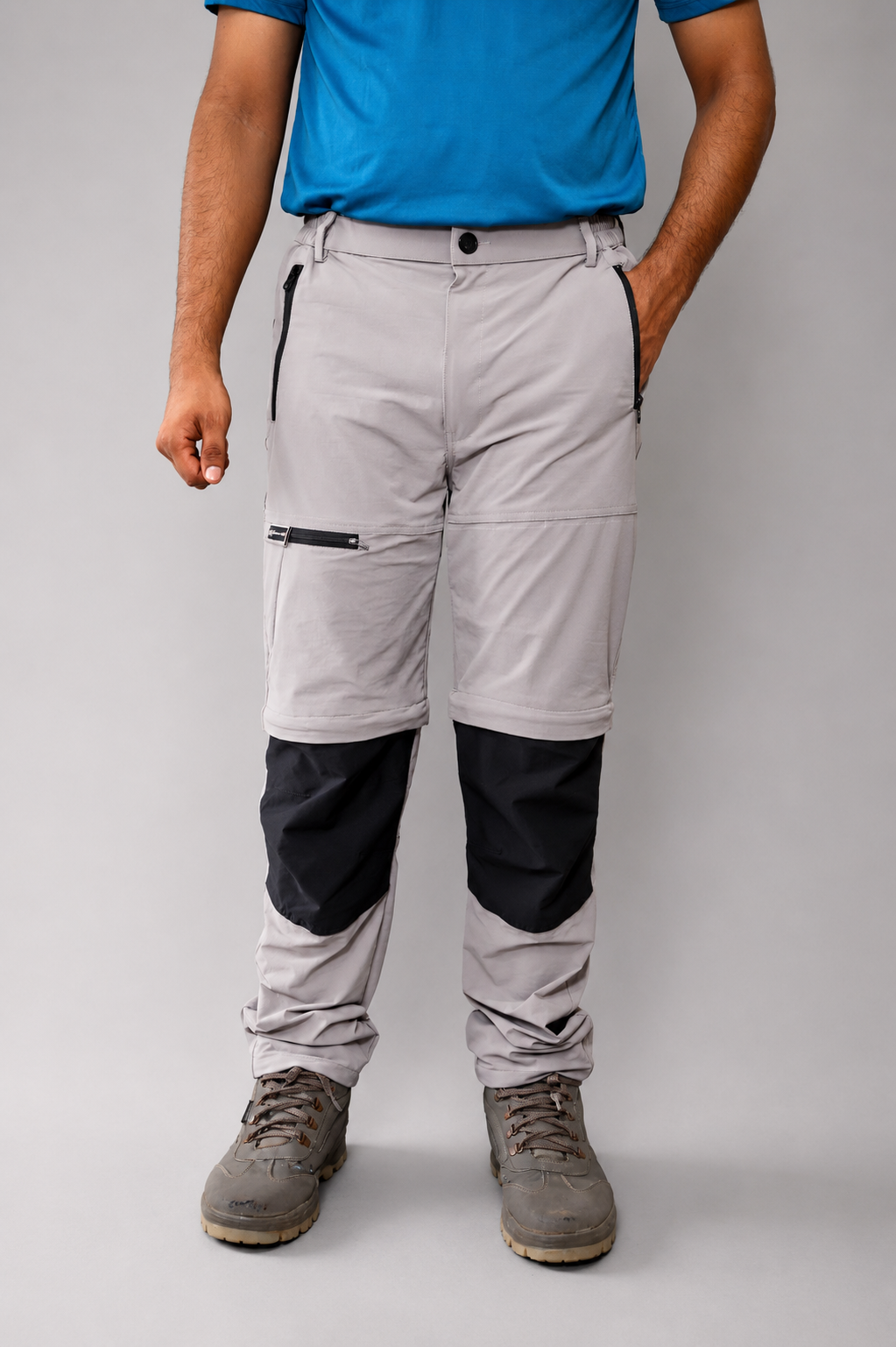 EW Hiking series convertible trekking pant Stone gray and Black colour