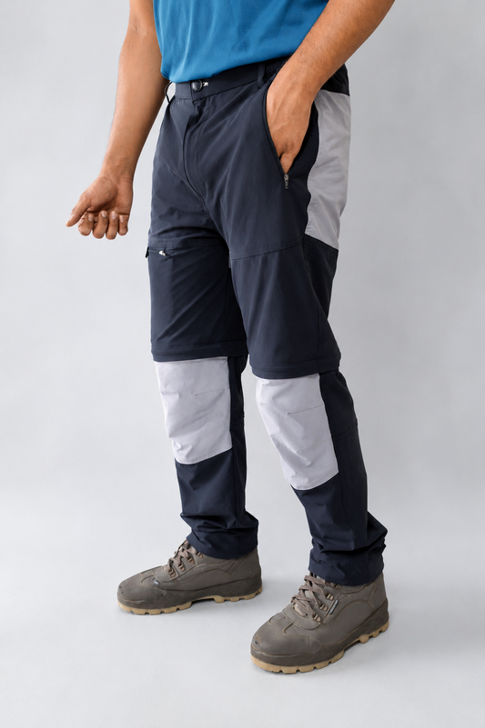 EW Hiking series convertible trekking pant Black and light gray colour