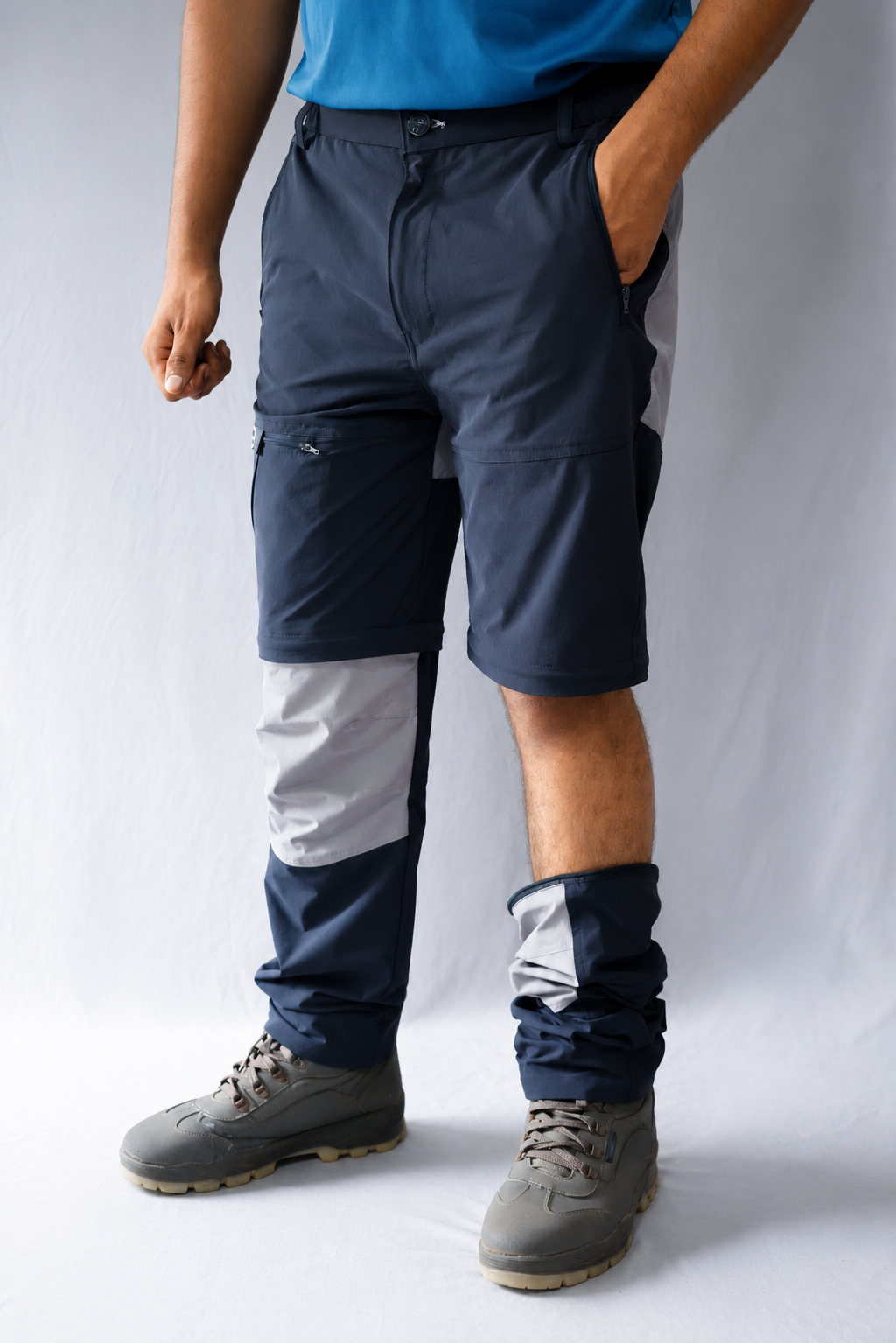 EW Hiking series convertible trekking pant Black and light gray colour